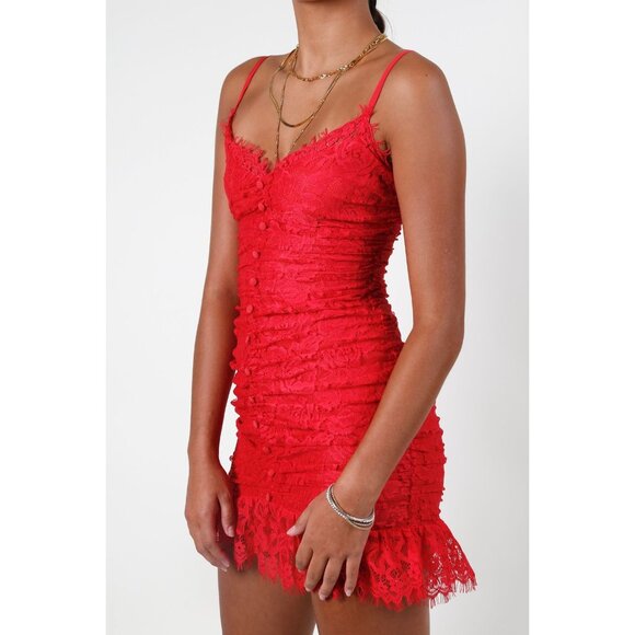 For Love & Lemons Della Mini Dress in Red - Picture 2 of 4